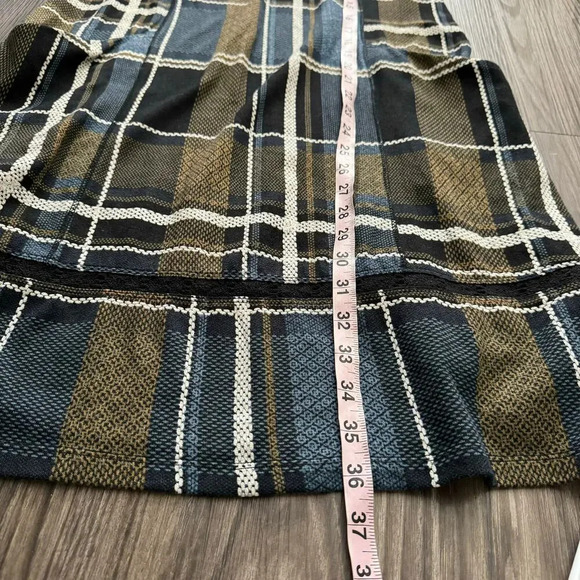 Rabbit Women's Shift Dress 6 Multicolor Plaid 3/4 Sleeves Crew Neck Pockets - Picture 7 of 9